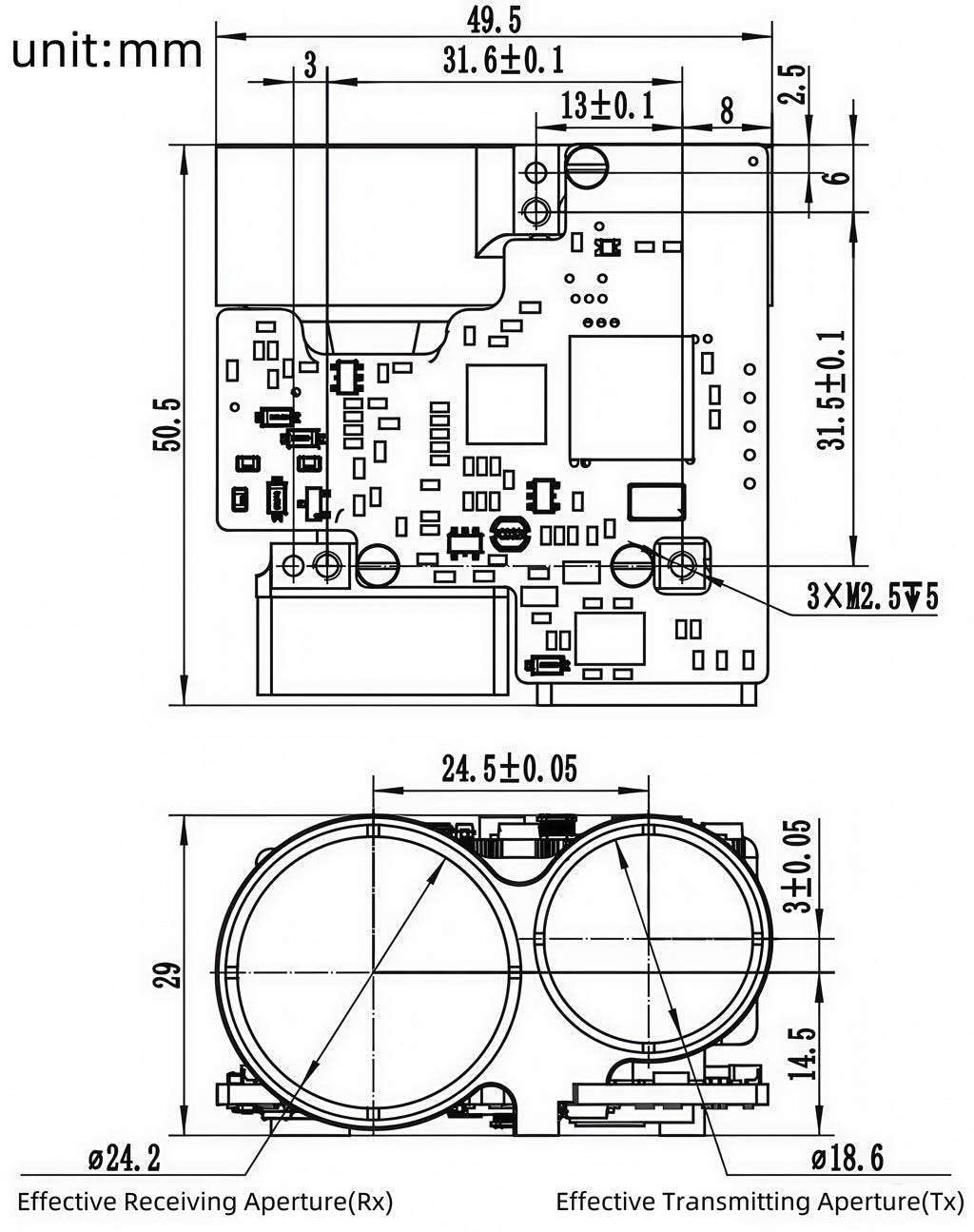 Laser Rangefinder 905 nm LRFA2500CA