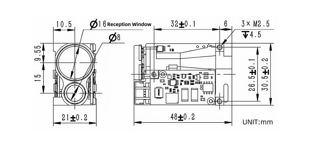 Laser Rangefinder 1535 nm LRFB3000CD