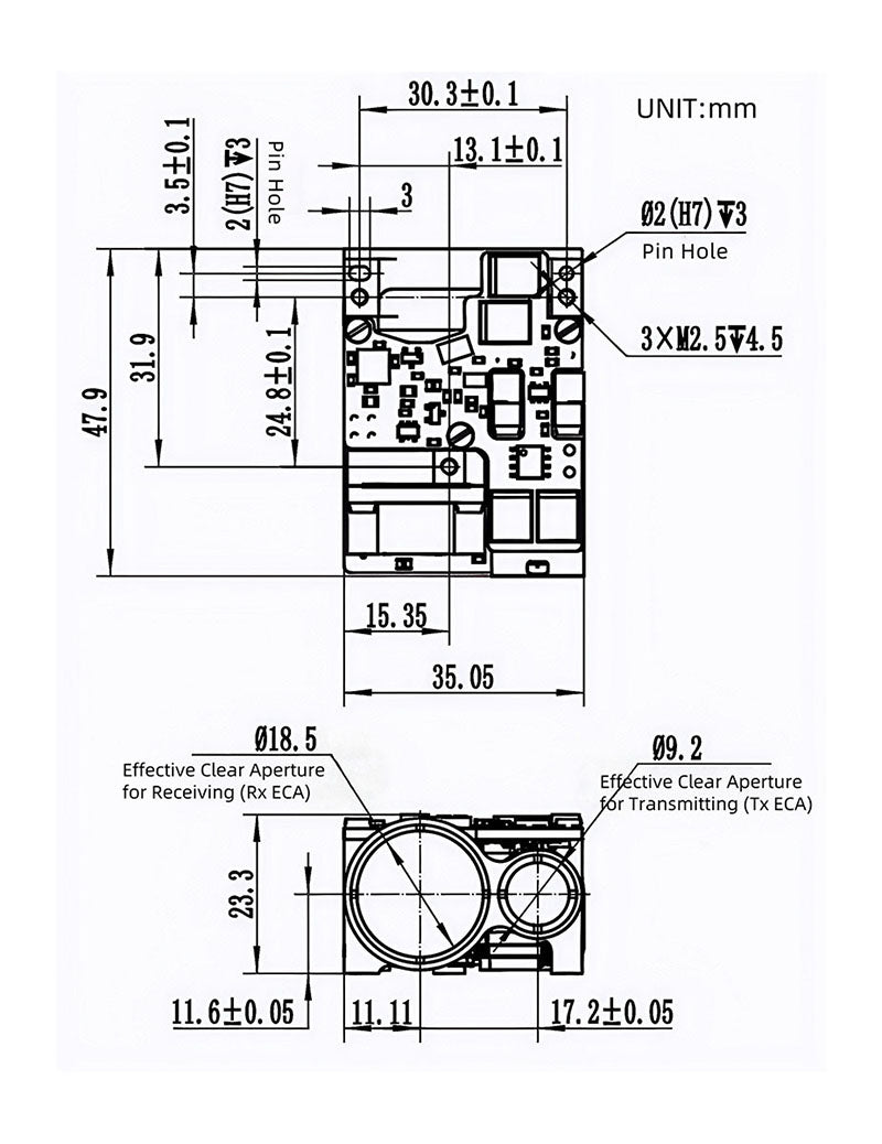Laser Rangefinder 1535 nm LRFB3200CC