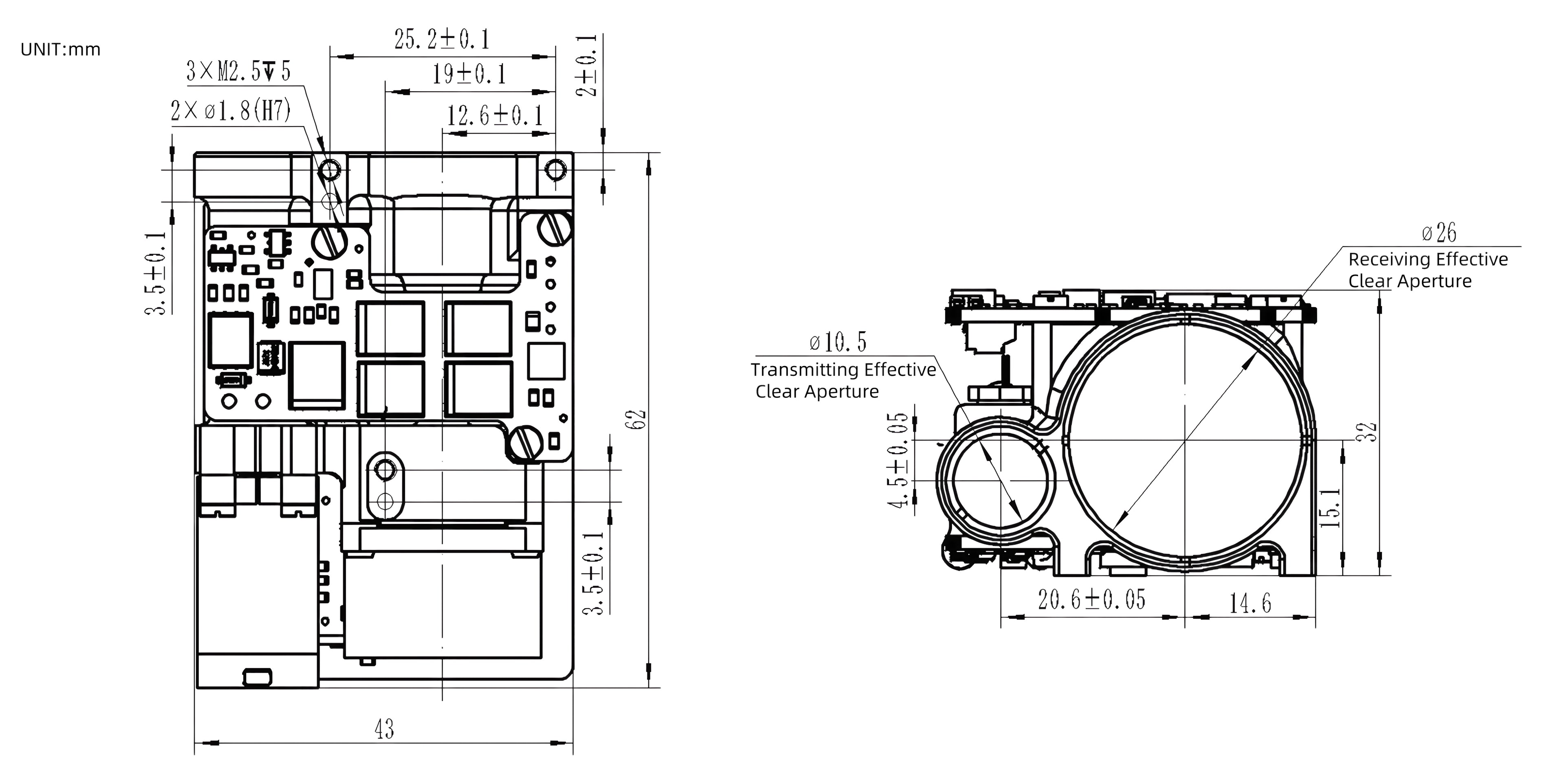 Laser Rangefinder 1535 nm LRFB5300FC